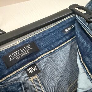 Judy Blue Medium Wash Blue Denim Jeans with Leather Patch